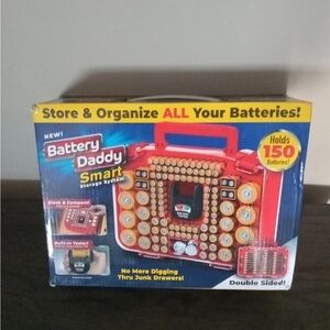 - Red NEW Ontel Battery Daddy Storage/Organizer Case HOLDS 150 BATTERIES